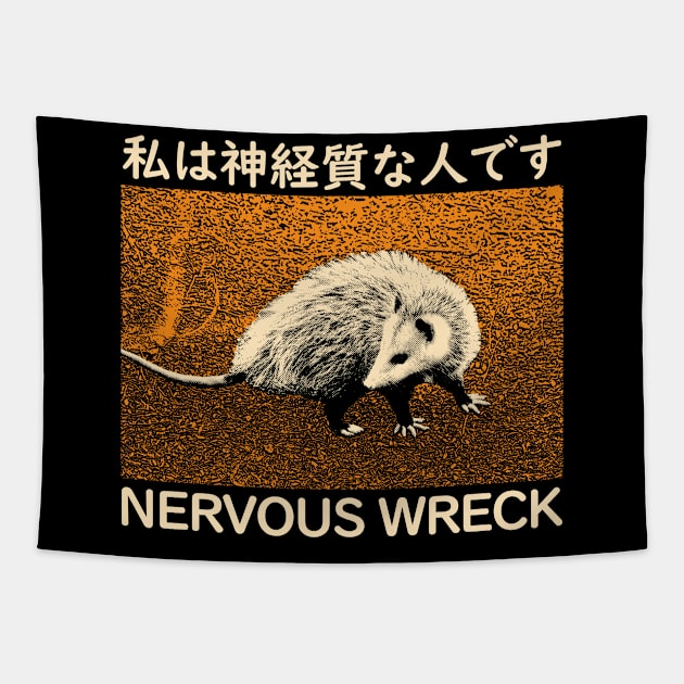 Nervous Wreck Opossum Japanese Tapestry by giovanniiiii