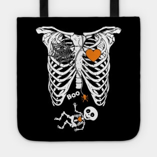 Funny Halloween Pregnancy Announcement Baby Skeleton Gift Tote