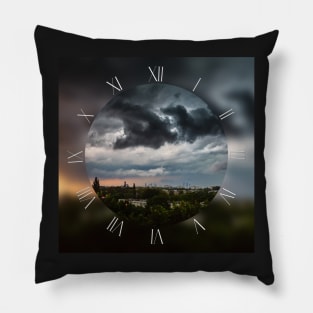 Extreme stormy clouds over the city Pillow