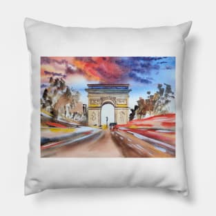 Paris by night watercolors Pillow