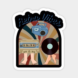 Retro Vibes Cassette and Record 80's and 70's theme Magnet