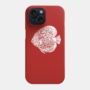 Pompadour Fish or Discus Fish - aquarium lovers detailed drawing Phone Case