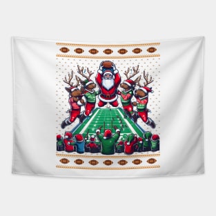 Santa Reindeer Play American Football Christmas Football Fan Tapestry