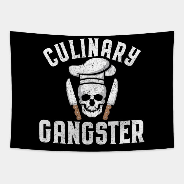 Funny Culinary Gangster The Best Cook Cute Skull Tapestry by theperfectpresents