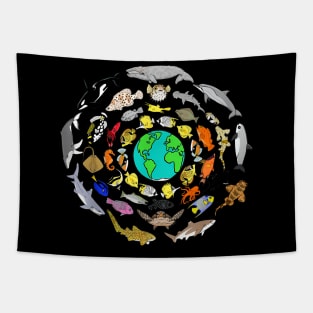 World Oceans Day Sea Life Enviromental Earth Day Tapestry