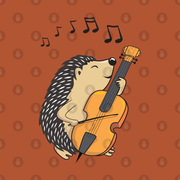 hedgehog playing cello by Mako Design 