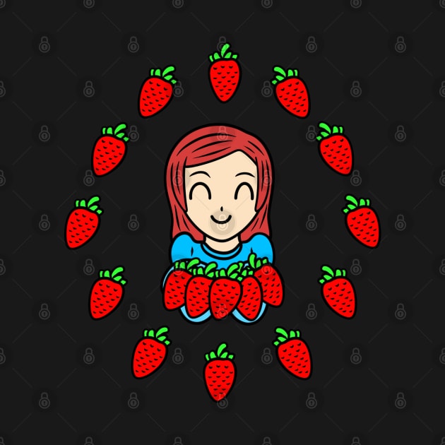 Cute girl with strawberries by Andrew Hau