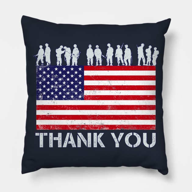 Thank you Soldier Patriotic American Flag Pillow by Jose Luiz Filho