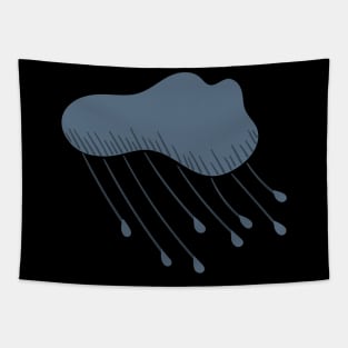 Single Stormy Cloud, Illustrated Raincloud in greys Tapestry