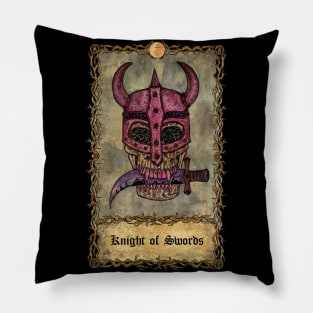 Knight Of Swords. Eternal Bones Tarot (Colorful) design. Pillow