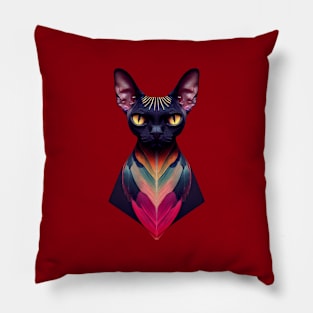 Devon Rex Cat Abstract Pillow