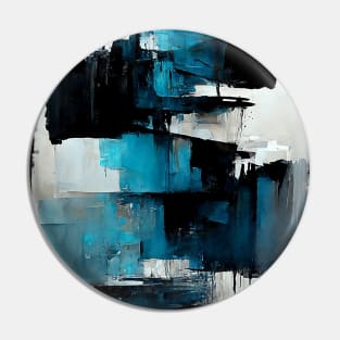 Abstract art painting in cyan, blue gray and black Pin