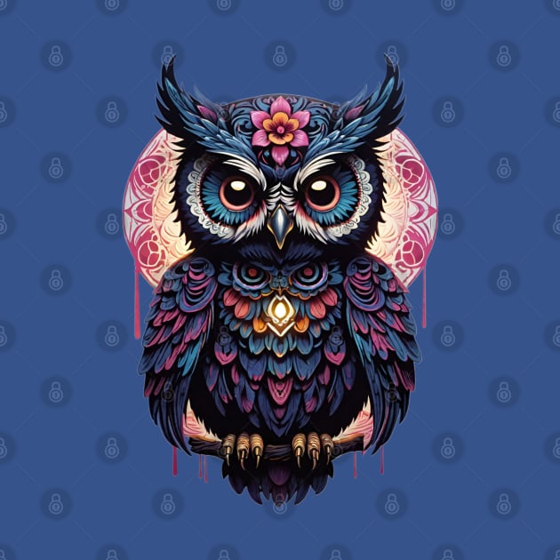 Owl Dia De Los Muertos by Absinthe Society 