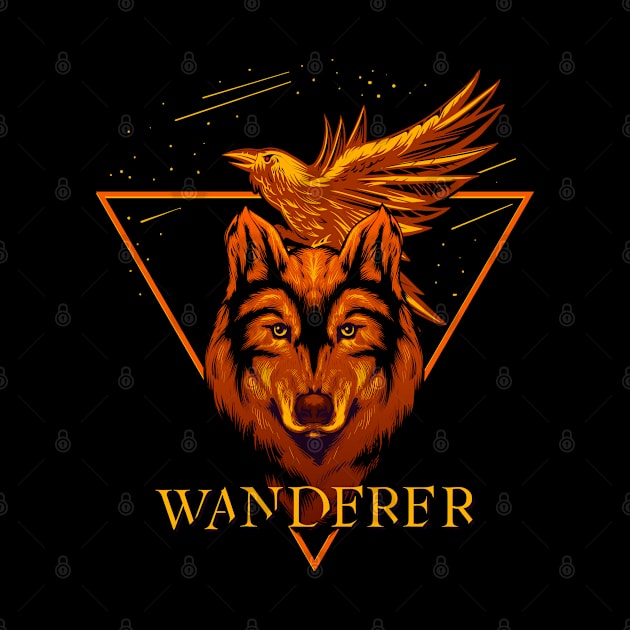 Wanderer wolf and raven design by IrinaEA