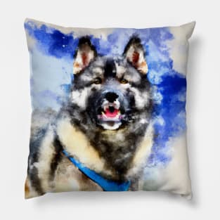 Norwegian Elkhound Watercolor - Dog Lover Gifts Pillow