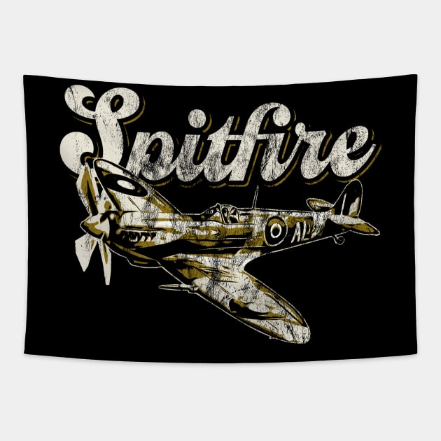 Spitfire RAF Fighter Aircraft Plane Airplane British UK Supermarine Retro vintage Tapestry by BeesTeez