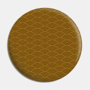 Japanese Seigaiha Gold and Brown Caramel Pattern Pin