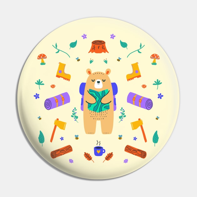 Camping Bear Pin by krimons