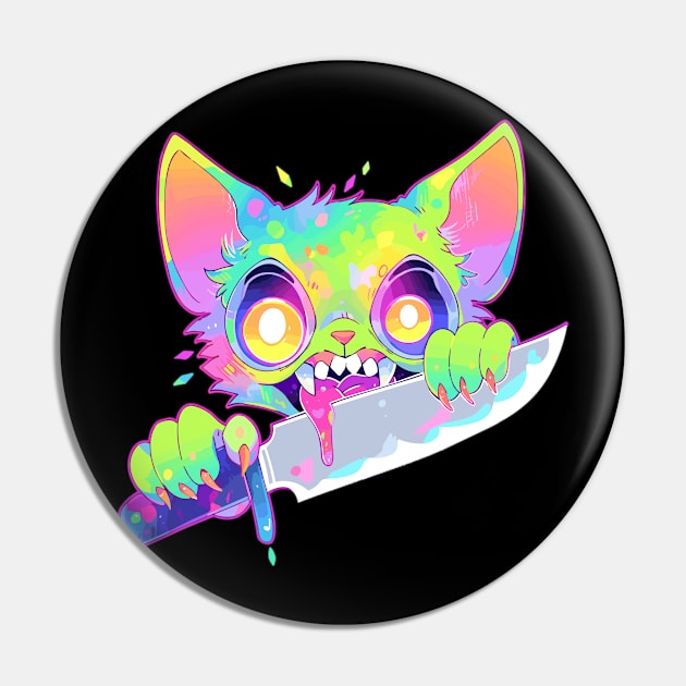 Electronic Music DJ EDM Rave Zombie Cat Festival Pin by QQdesigns