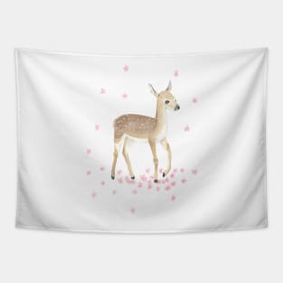 Fawn and Cherry Blossoms Tapestry