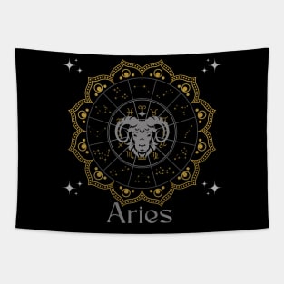 Aries Zodiac Mandala Tapestry