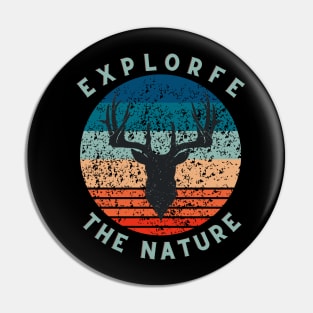 Deer explore the nature vintage retro Pin