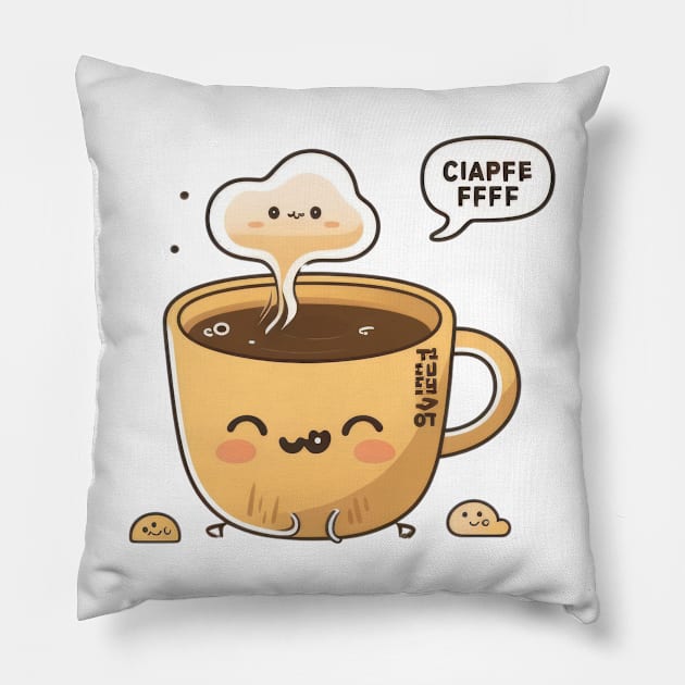 Nothing beats a cute cup of coffee in the morning Pillow by Pixel Poetry