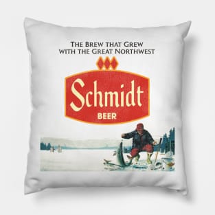 Schmidt Beer Retro Defunct Ice Fishing Nature Scene Pillow