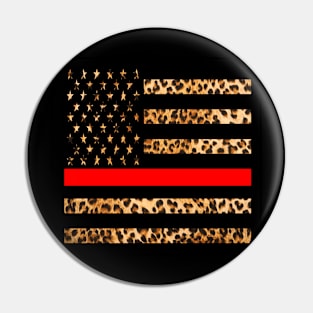 Leopard Thin Red Line Firefighters Pin