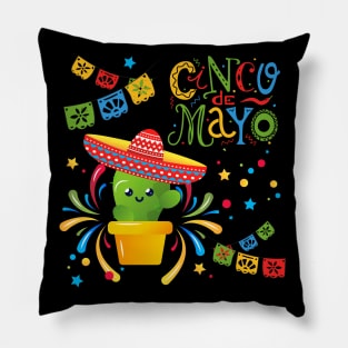 Cinco De Mayo Fun colorful celebration fifth may Mexican style cactus in Sombrero Pillow