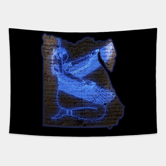 Maat - Egyptian Goddess - Neon Edition Tapestry by momo1978
