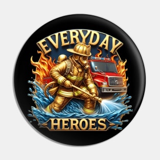 Heroic Firefighter Battles Blaze Pin