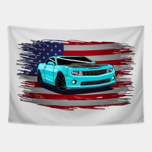 Camaro Z28 - Flag USA Tapestry