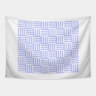 Blue and White Geometric Lines Tapestry