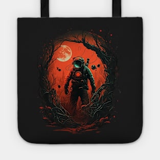 Lost in the Dark: An Astronaut's Tale Beneath a Crimson Moon Tote