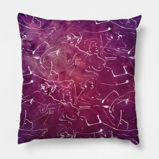 Purple women reclining before a mirror Pillow