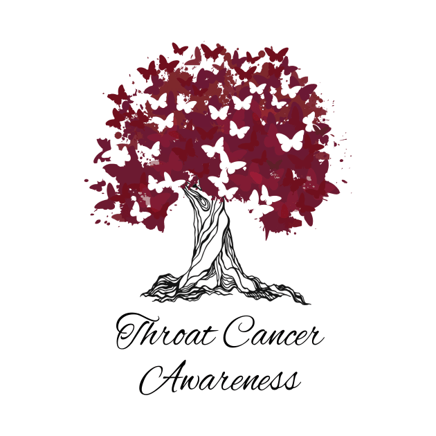 Throat Cancer Awareness T-Shirt Warrior Tree Hope Gifts by MerchAndrey