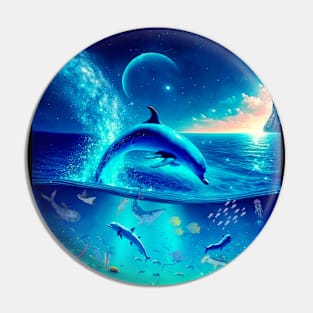 For Dolphin Lovers In The Moonlight Pin