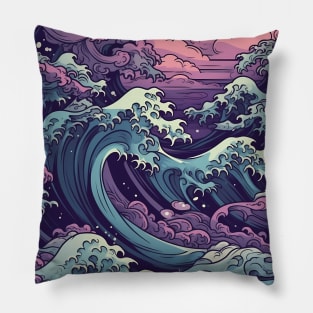 Vaporwave off Kanagawa Pillow