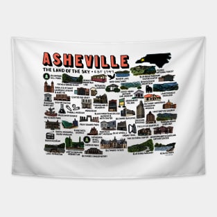 Asheville Map Art Tapestry