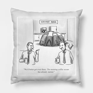 Classic Office Coffee Scrum Cartoon Pillow