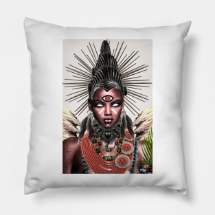 ANYANWU - IGBO AFRICAN SUN GODDESS BY SIRIUS UGO ART Pillow