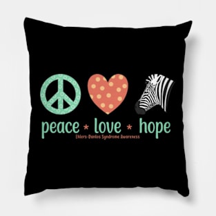 Peace Love Hope Ehlers Danlos Awareness Pillow