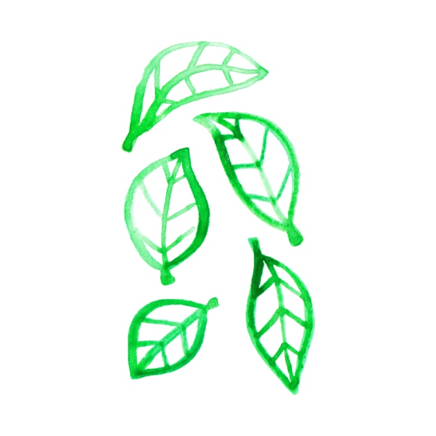 Simple Green Watercolor Leaves by saradaboru