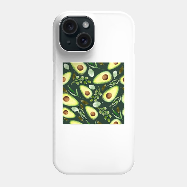 Avocados and Greenery | Watercolor | Pattern Phone Case by Harpleydesign