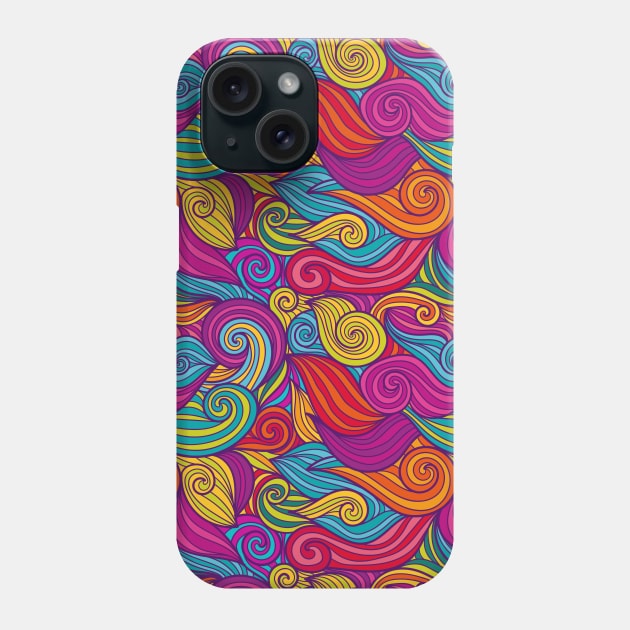 Whimsical Retro Jewel Tone Wave Pattern Phone Case by FabulouslyFestive