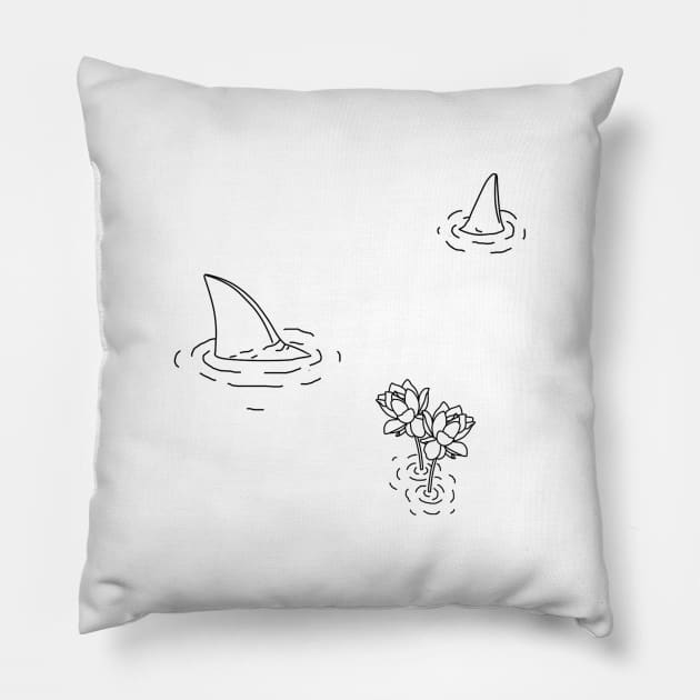 Sharks and Flowers Pillow by veanj