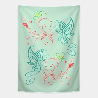 Butterflies and flowers pattern Tapestry