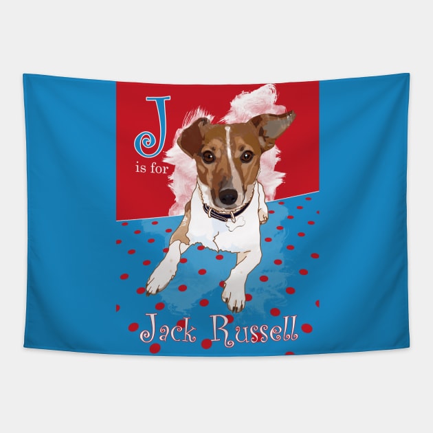 J is for Jack Russell Tapestry by Ludwig Wagner