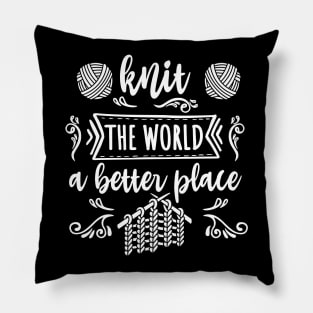 knitting - knit the world a better place Pillow